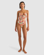 WOMENS SIERRA FLORAL TIE FRONT ONE PIECE SWIMSUIT