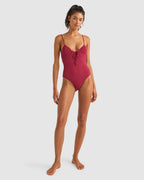 WOMENS ISLA RIB TIE FRONT ONE PIECE SWIMSUIT
