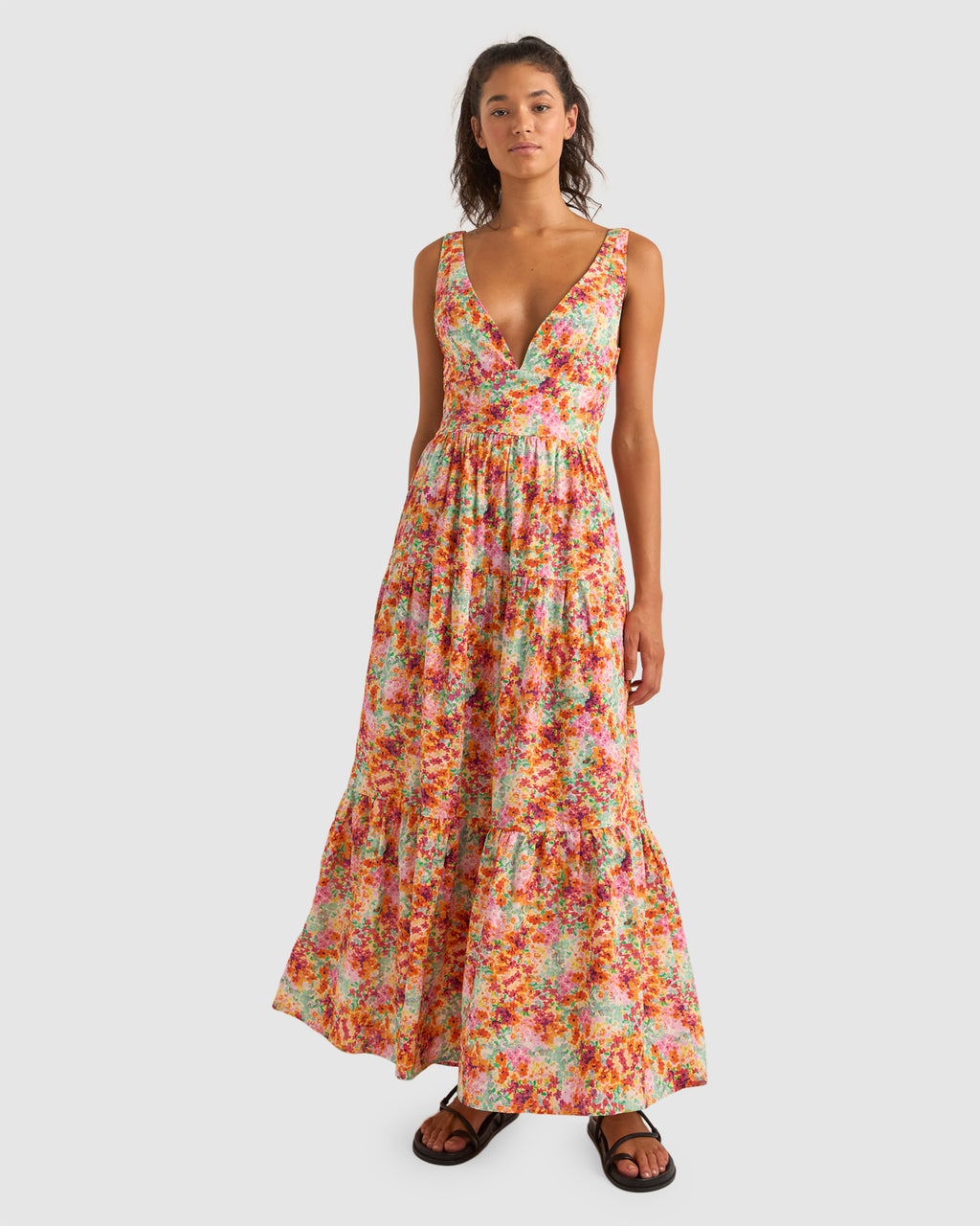 WOMENS SIERRA FLORAL TIERED MAXI DRESS