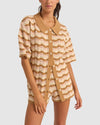 WOMENS ARIES SHORT SLEEVE STRIPE KNIT SHIRT