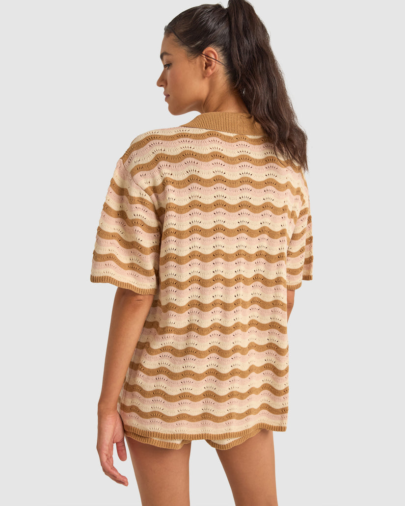 WOMENS ARIES SHORT SLEEVE STRIPE KNIT SHIRT