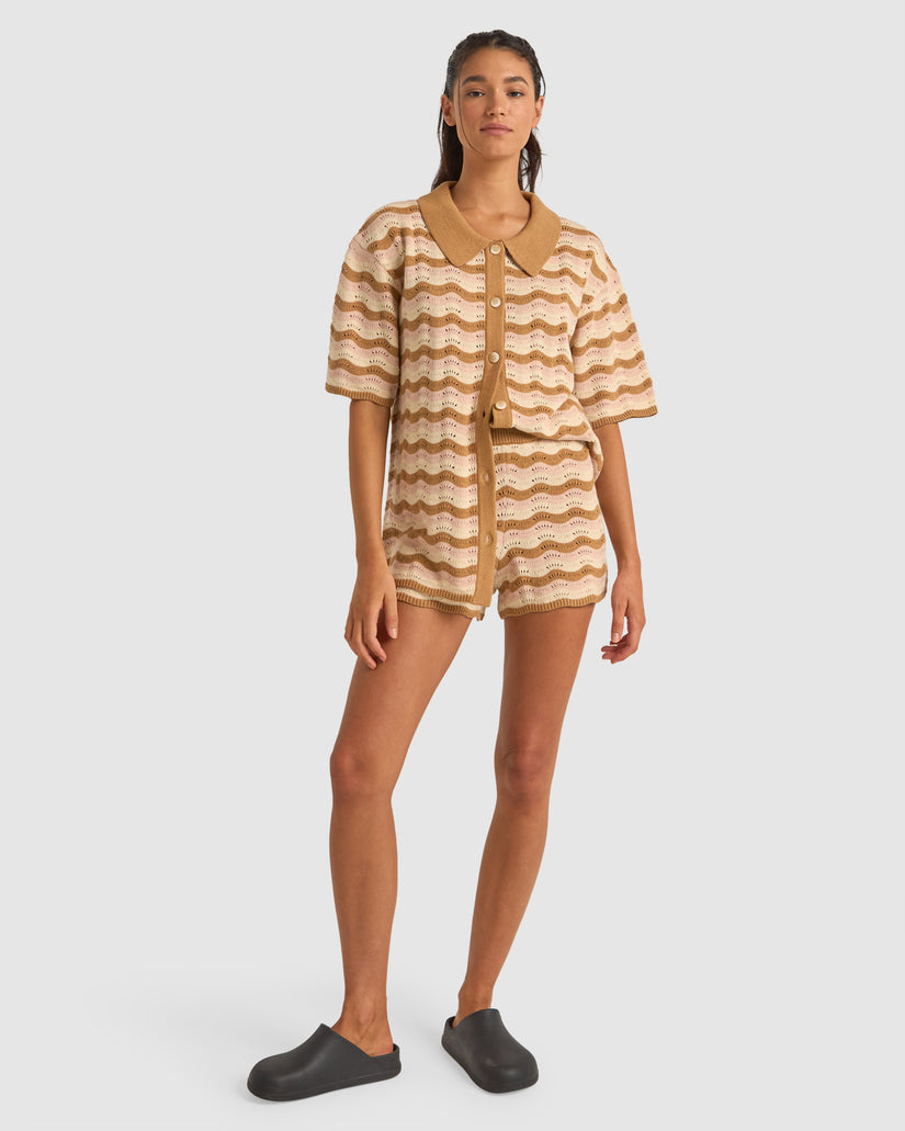 WOMENS ARIES SHORT SLEEVE STRIPE KNIT SHIRT