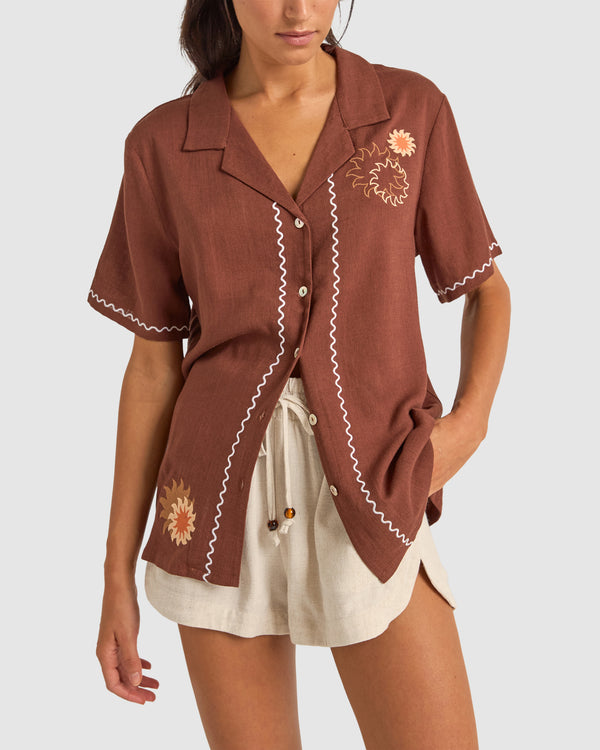 Womens Solis Embroidered Short Sleeve Shirt