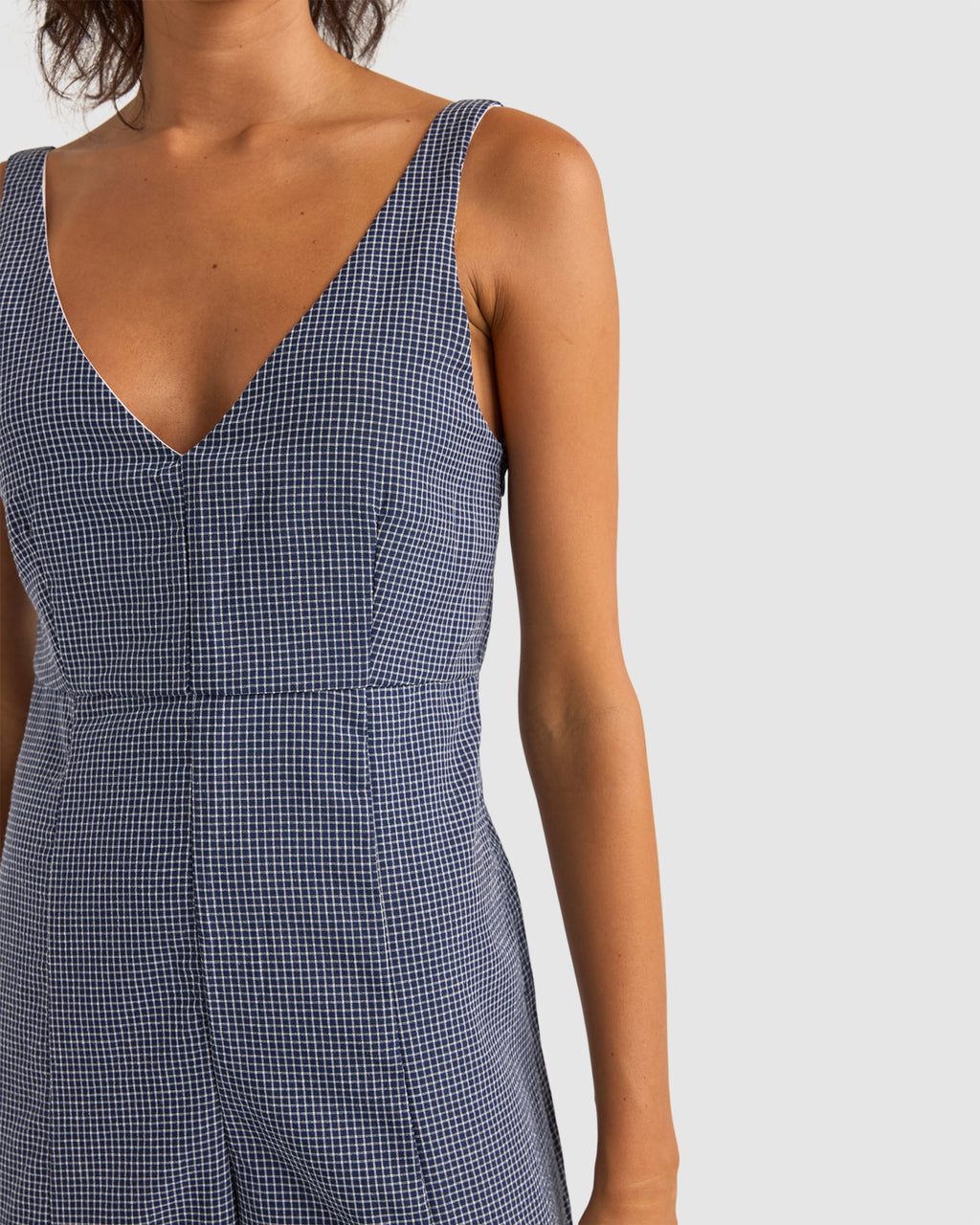 Womens Check Wide Leg Overalls