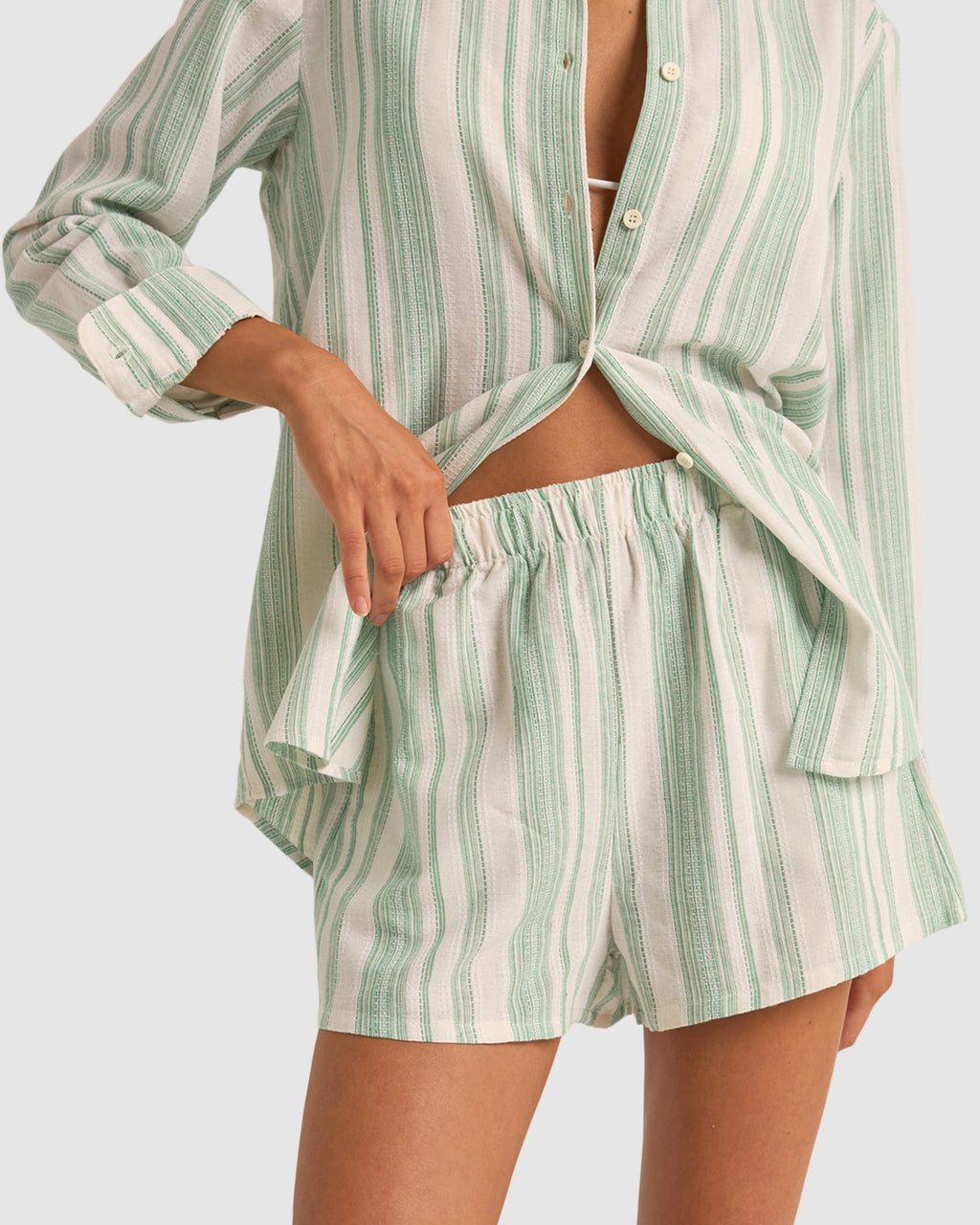 Womens Dinero Stripe Elastic Waist Shorts