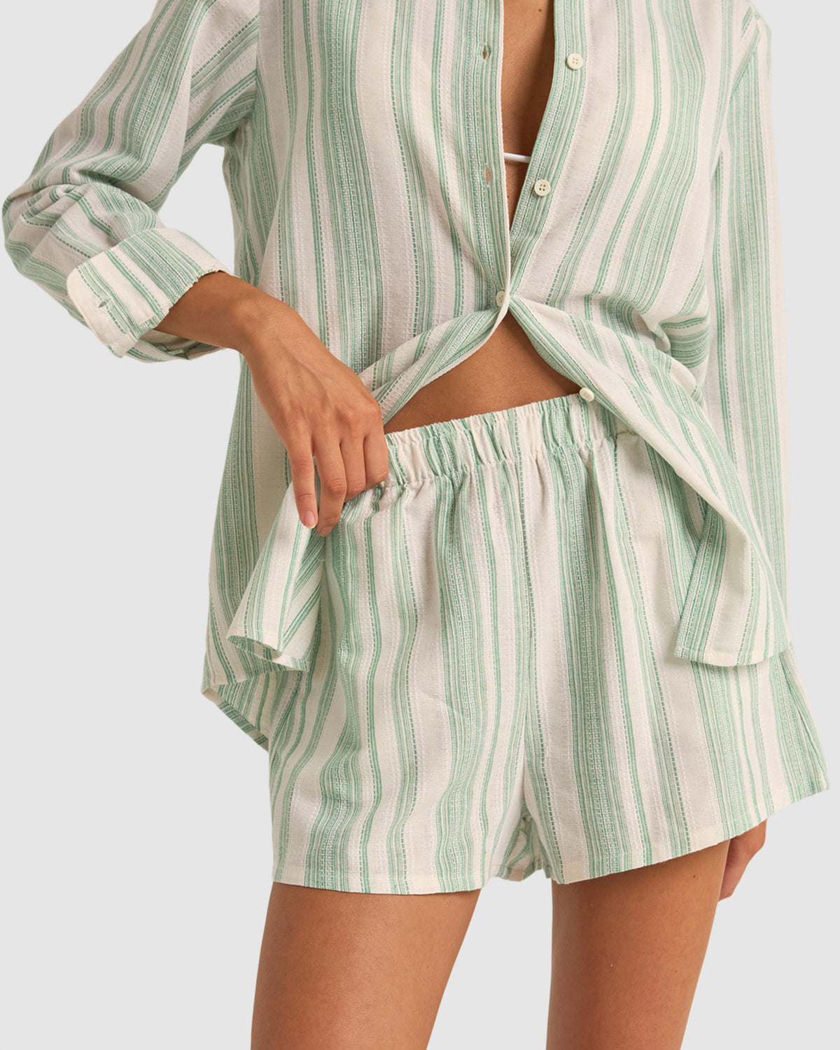Womens Dinero Stripe Elastic Waist Shorts