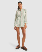 Womens Dinero Stripe Elastic Waist Shorts