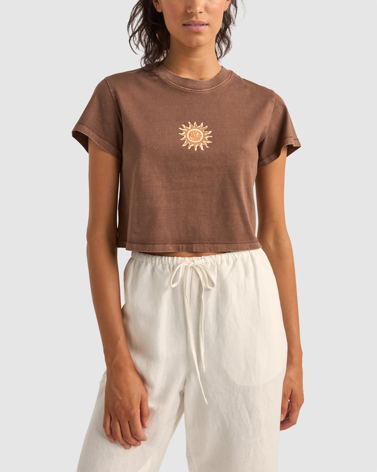 WOMENS SUNSHINE CROP CREW T-SHIRT Australia