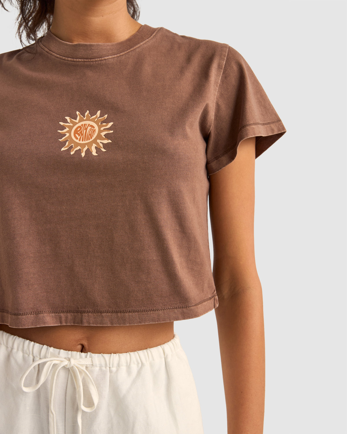 WOMENS SUNSHINE CROP CREW T-SHIRT