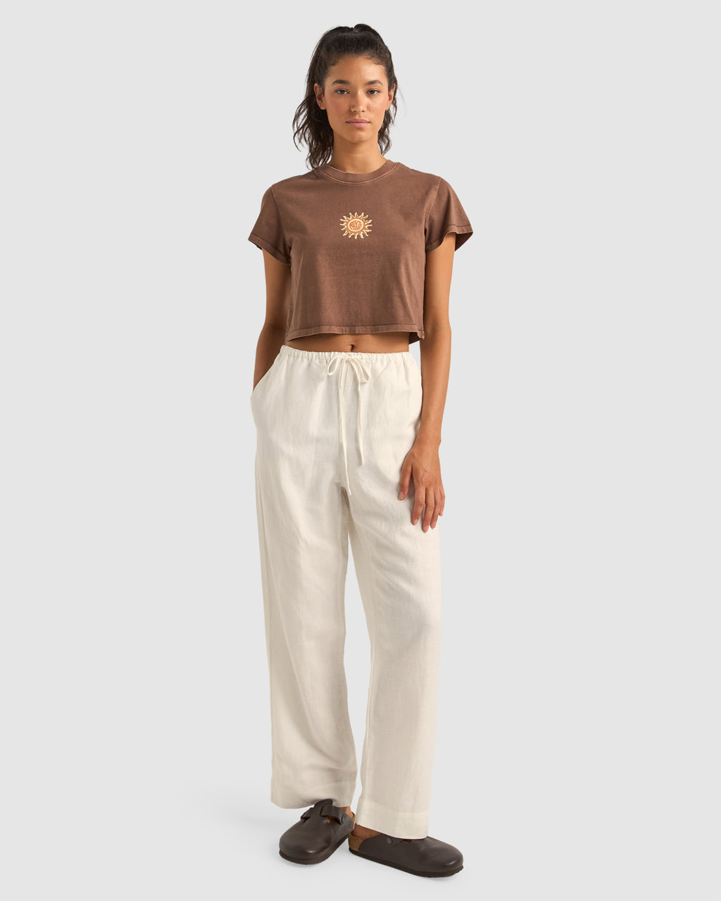 WOMENS SUNSHINE CROP CREW T-SHIRT