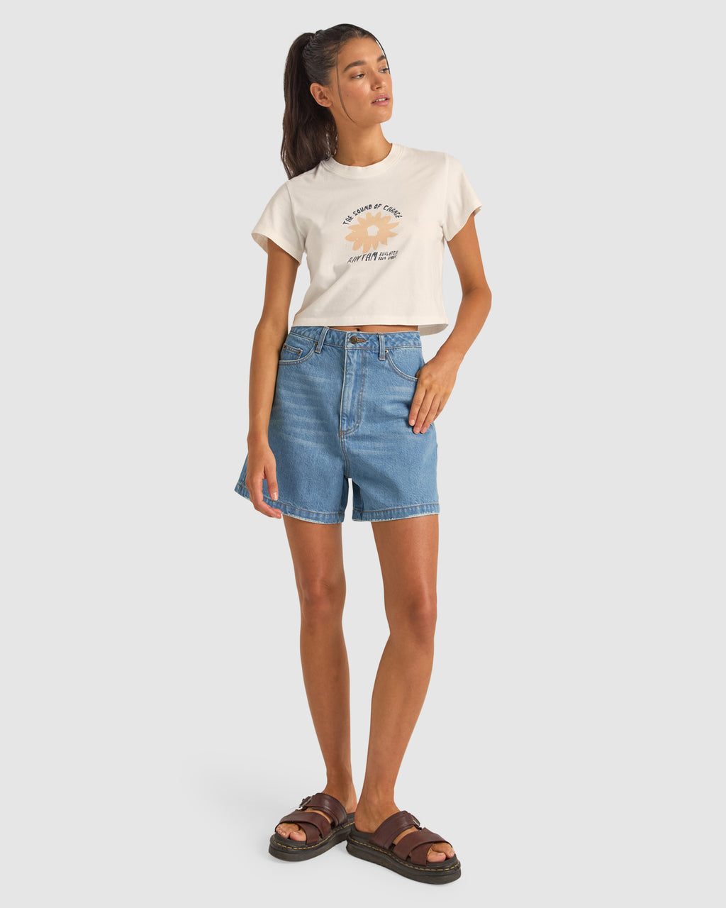 WOMENS DAISY CROP CREW T-SHIRT