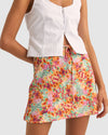 WOMENS SIERRA FLORAL BIAS CUT MINI SKIRT