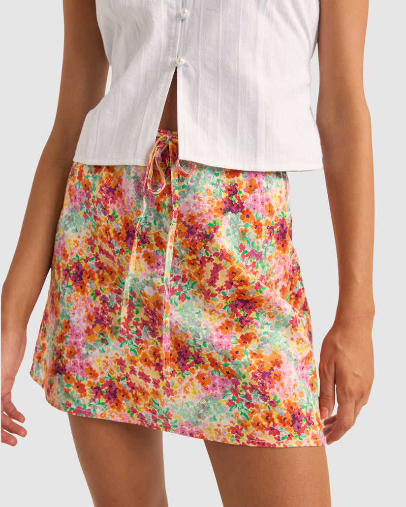 WOMENS SIERRA FLORAL BIAS CUT MINI SKIRT