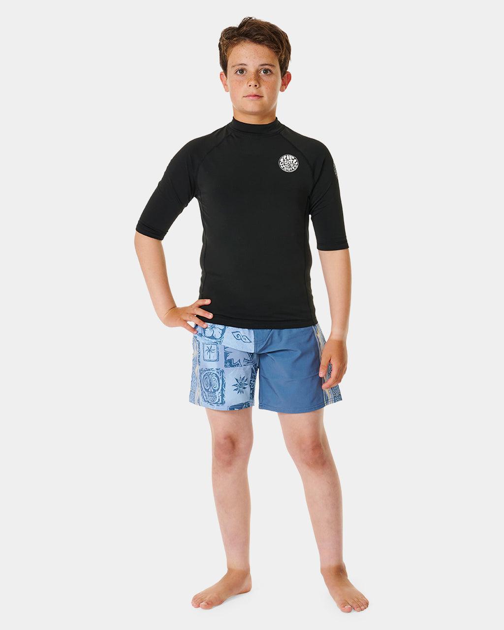 BOYS 8-16 ICONS UV BRUSHED SHORT SLEEVE RASH VEST