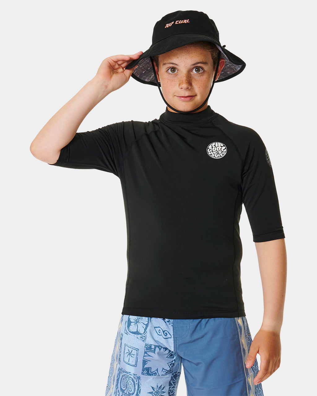 BOYS 8-16 ICONS UV BRUSHED SHORT SLEEVE RASH VEST