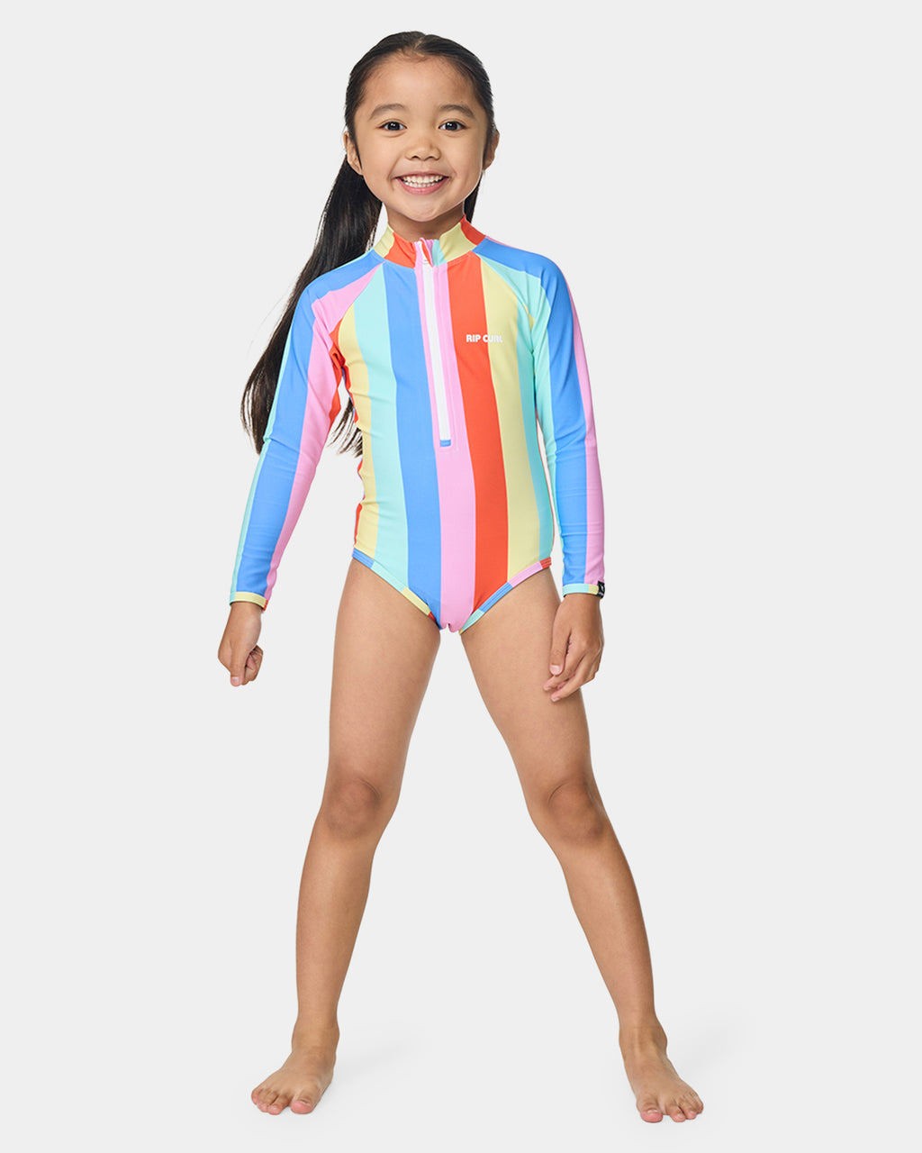 Girls 2-7 Ranbow Stripe Surf One Piece Swimsuit