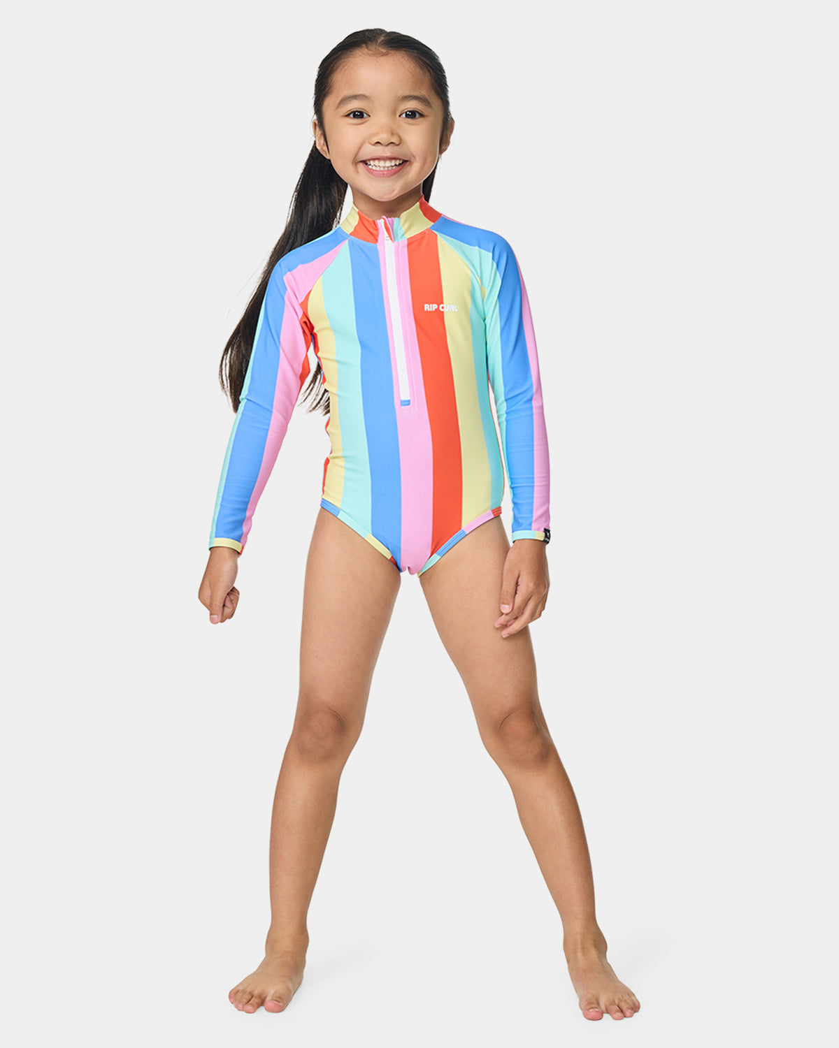 Girls 2-7 Ranbow Stripe Surf One Piece Swimsuit
