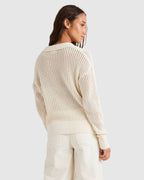 WOMENS OPEN KNIT POLO SWEATER