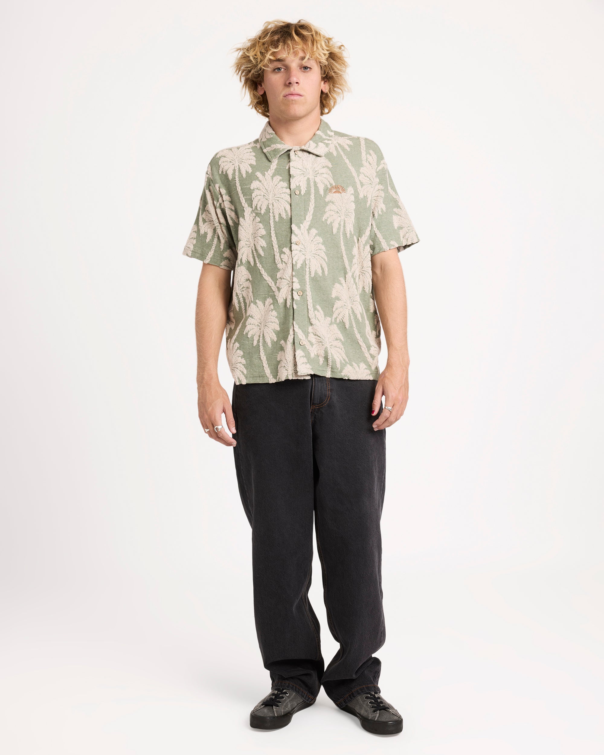 Mens Palm Fall Short Sleeve Shirt
