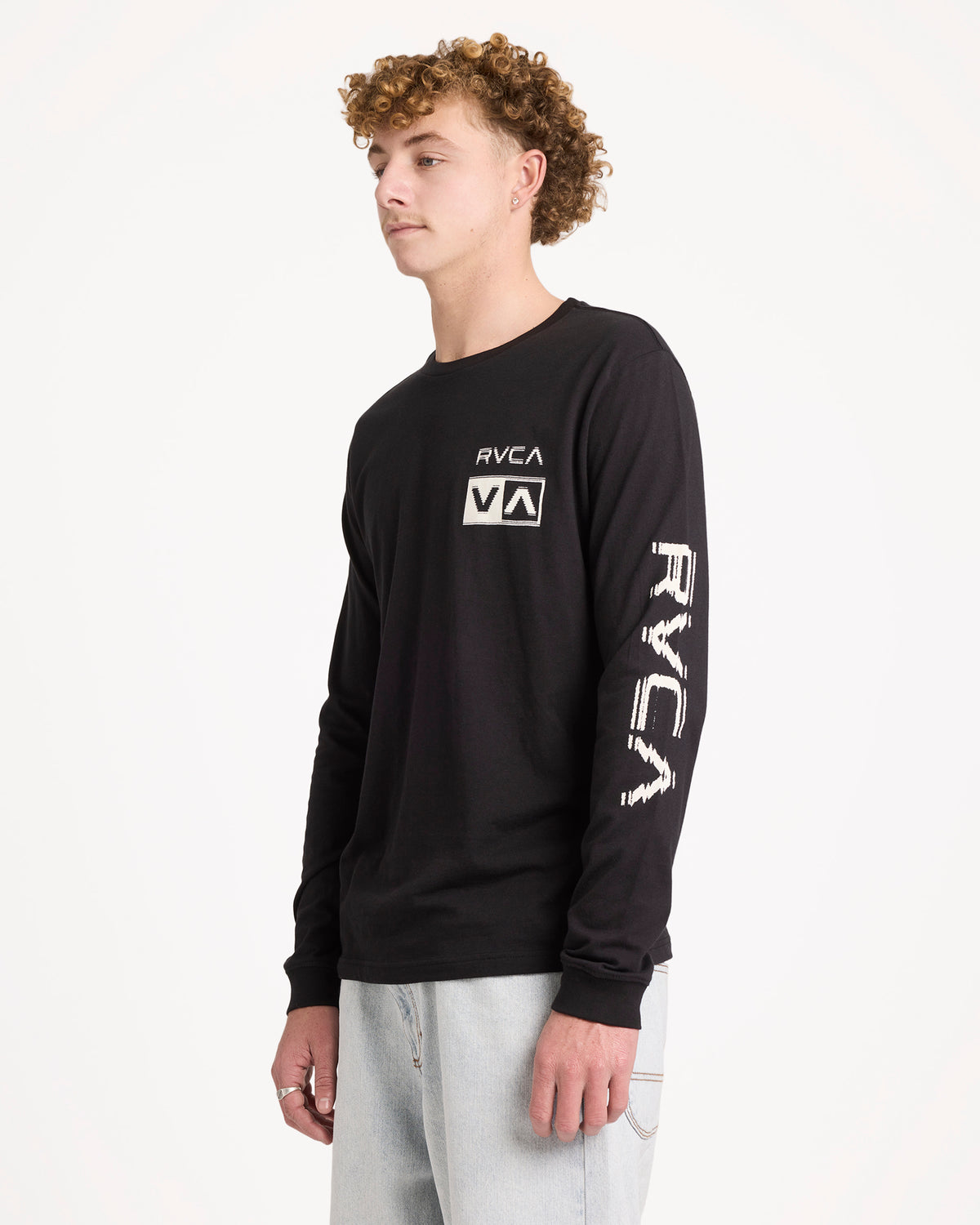 Mens Big RVCA Glitch Long Sleeve T-Shirt