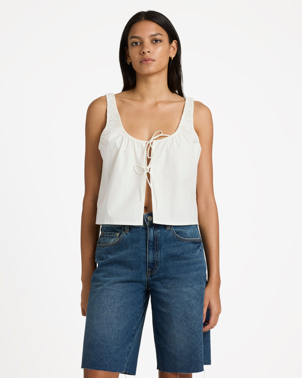 Womens Long Beach Denim Shorts