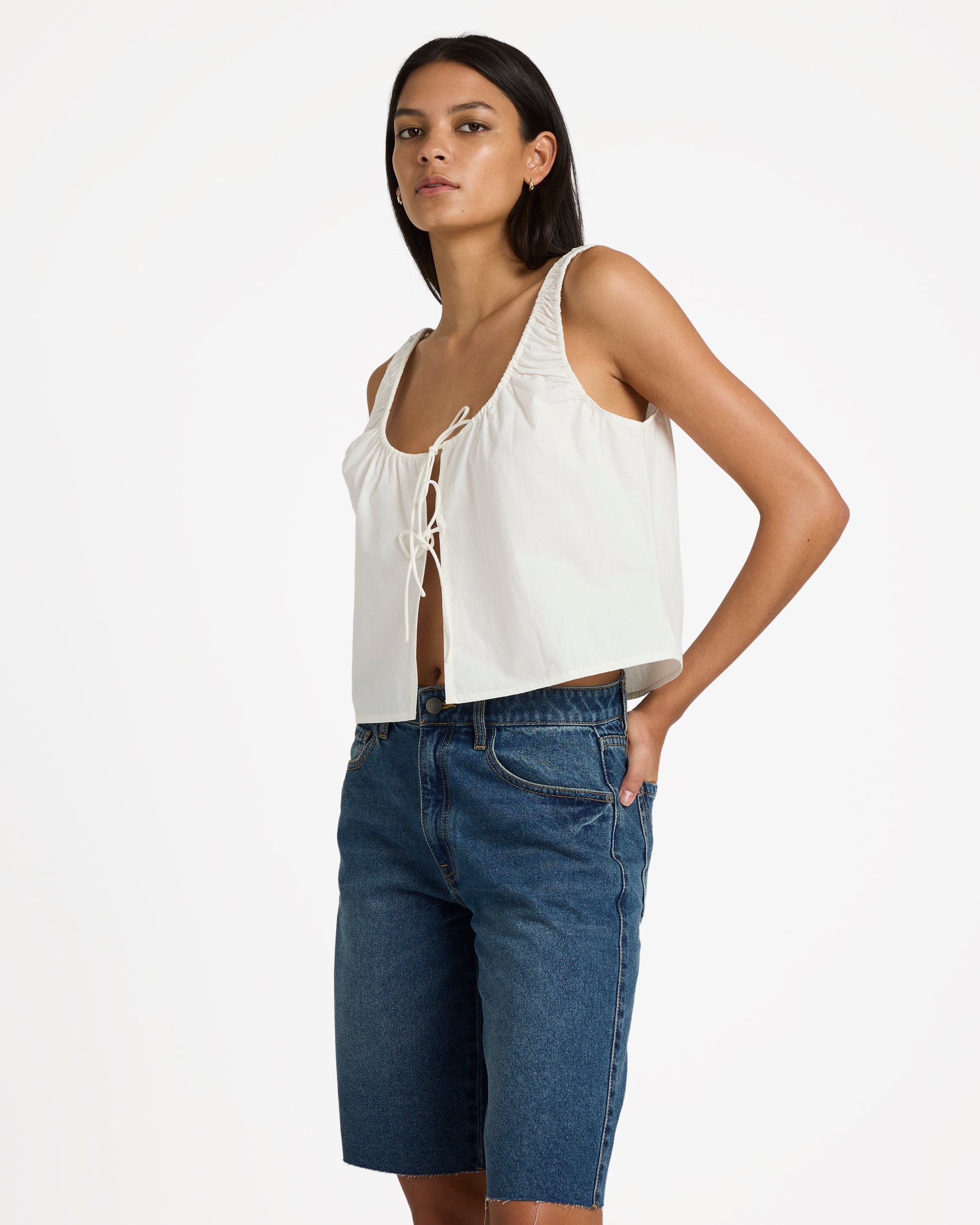 Womens Long Beach Denim Shorts