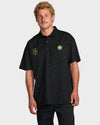 Mens Black Star Surf Short Sleeve Polo