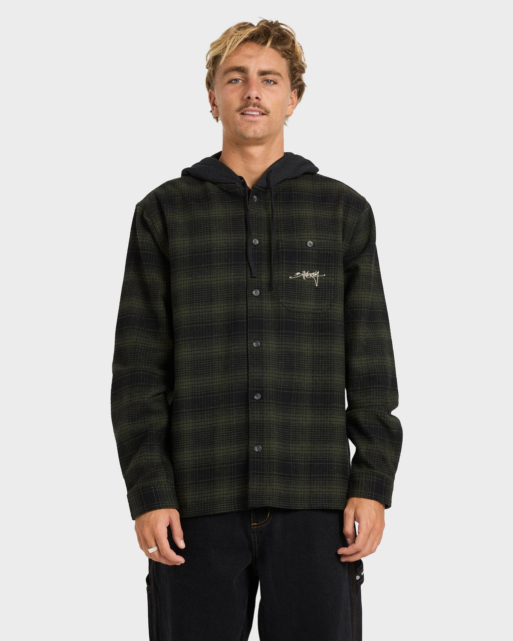 Mens Baja Surf Hooded Flannel Shirt