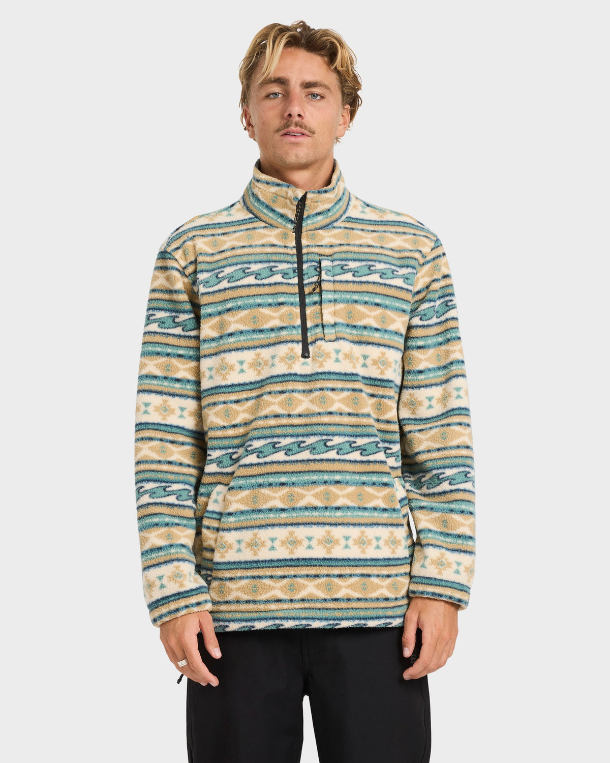Mens Boundary Mock Neck Fleece Top