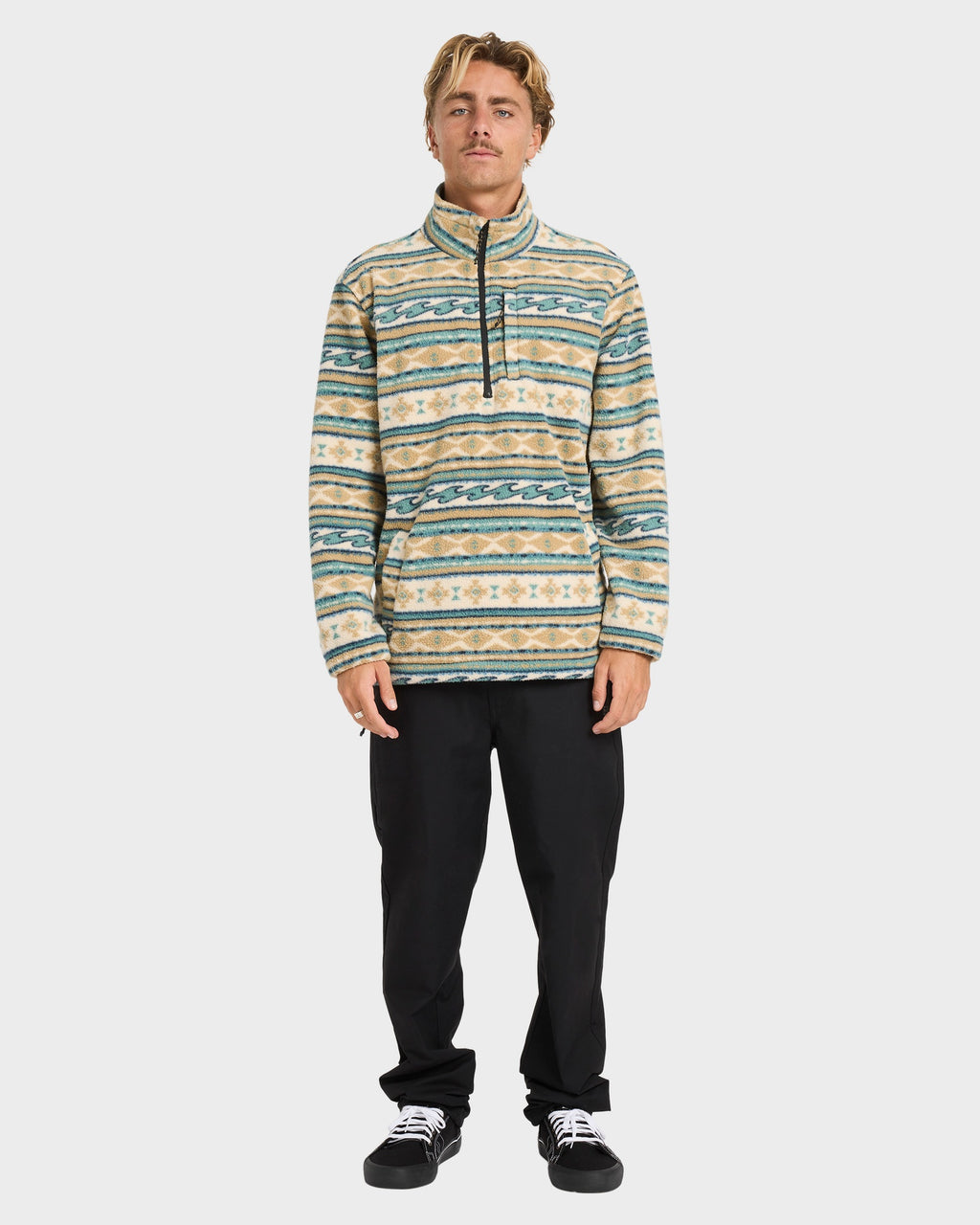 Mens Boundary Mock Neck Fleece Top