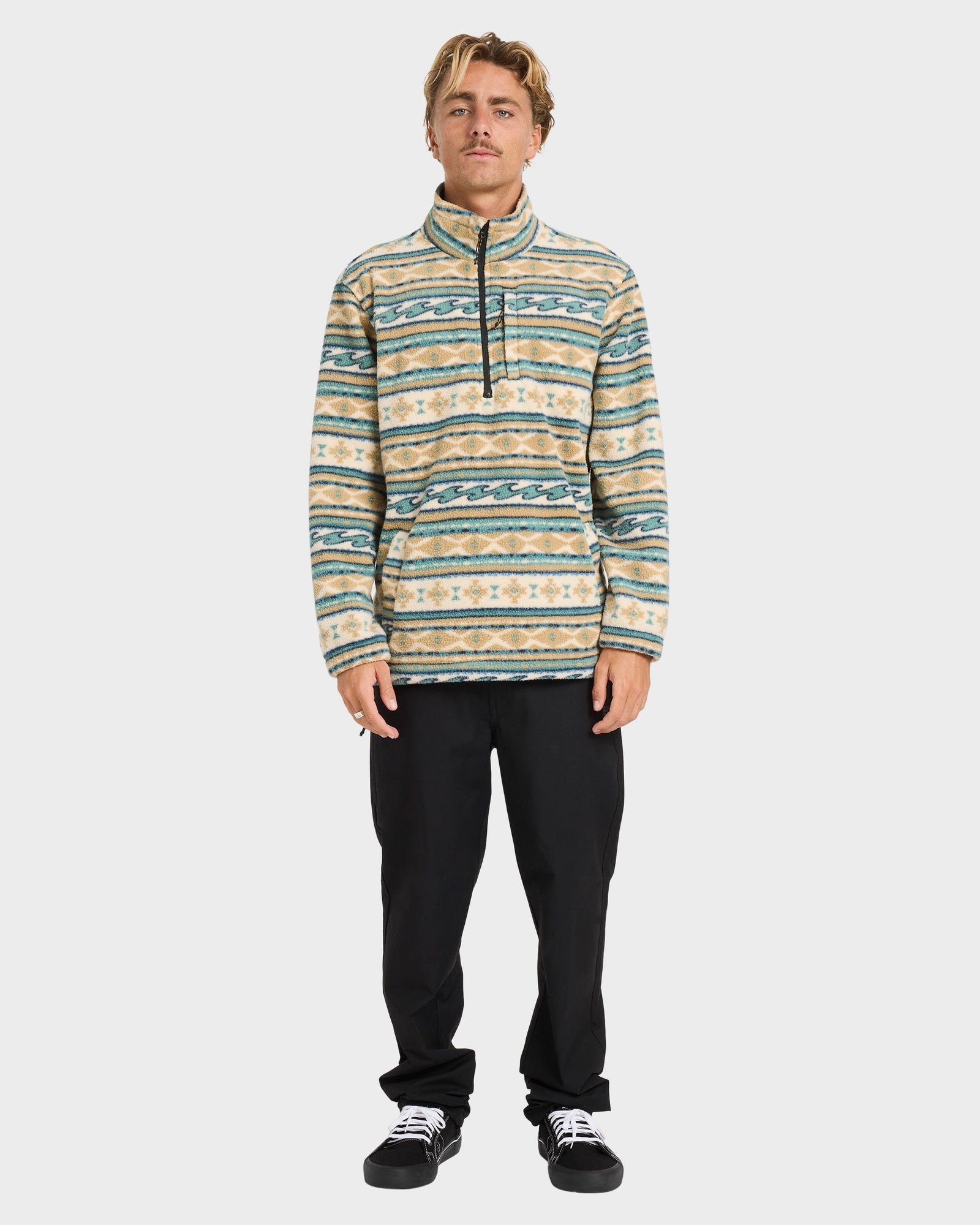 Mens Boundary Mock Neck Fleece Top