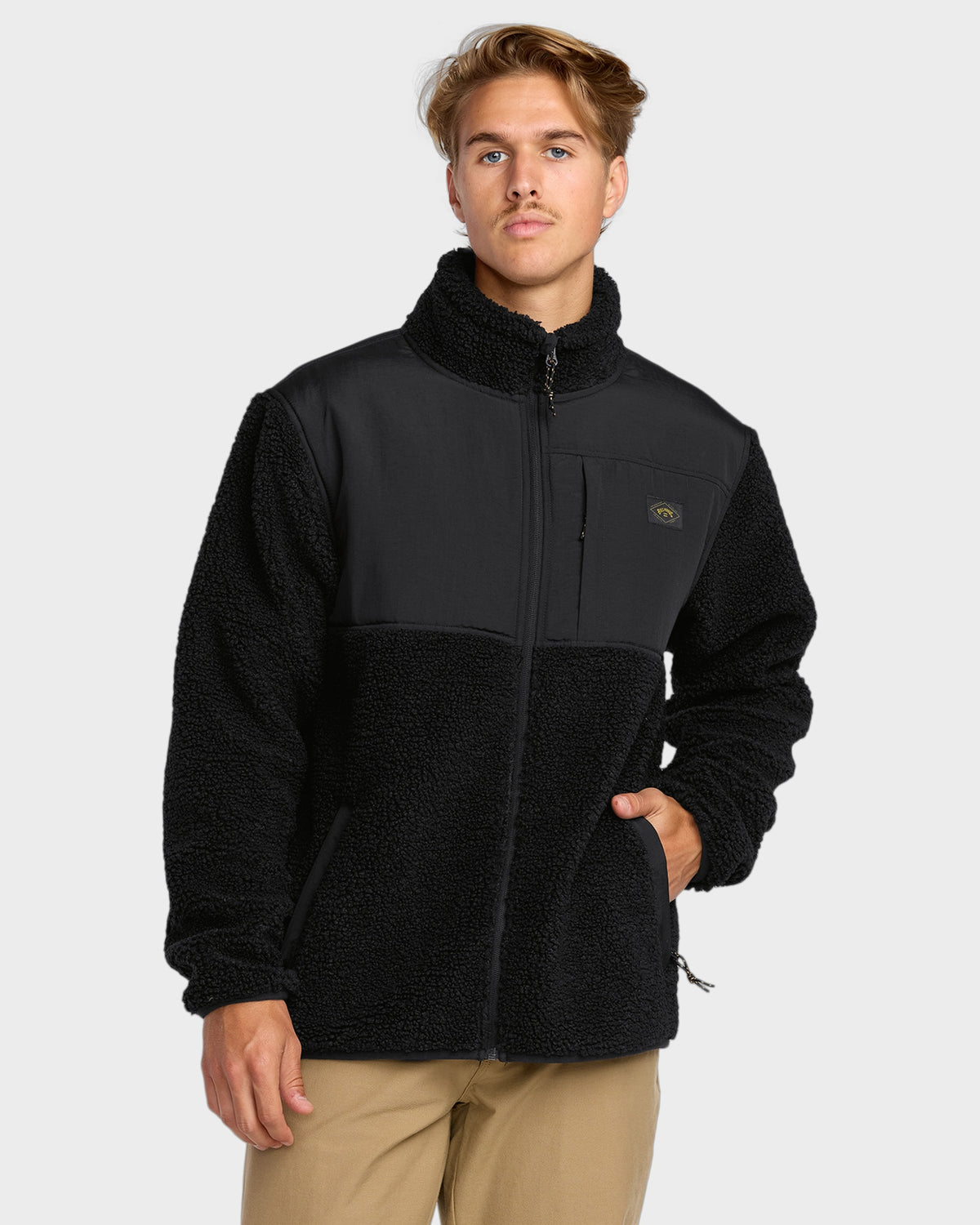Mens Boundary Summit Mock Neck Fleece Top