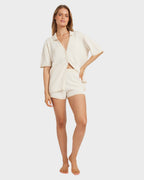 Womens Sun Bubble Button Down Knit Shirt