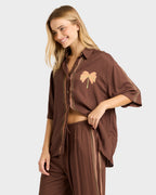 Womens Vacay Mode Button-down Shirt