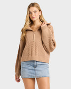 Womens Sun Zippy V-Neck Sweatshirt