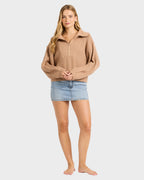 Womens Sun Zippy V-Neck Sweatshirt