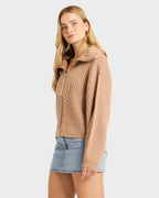 Womens Sun Zippy V-Neck Sweatshirt