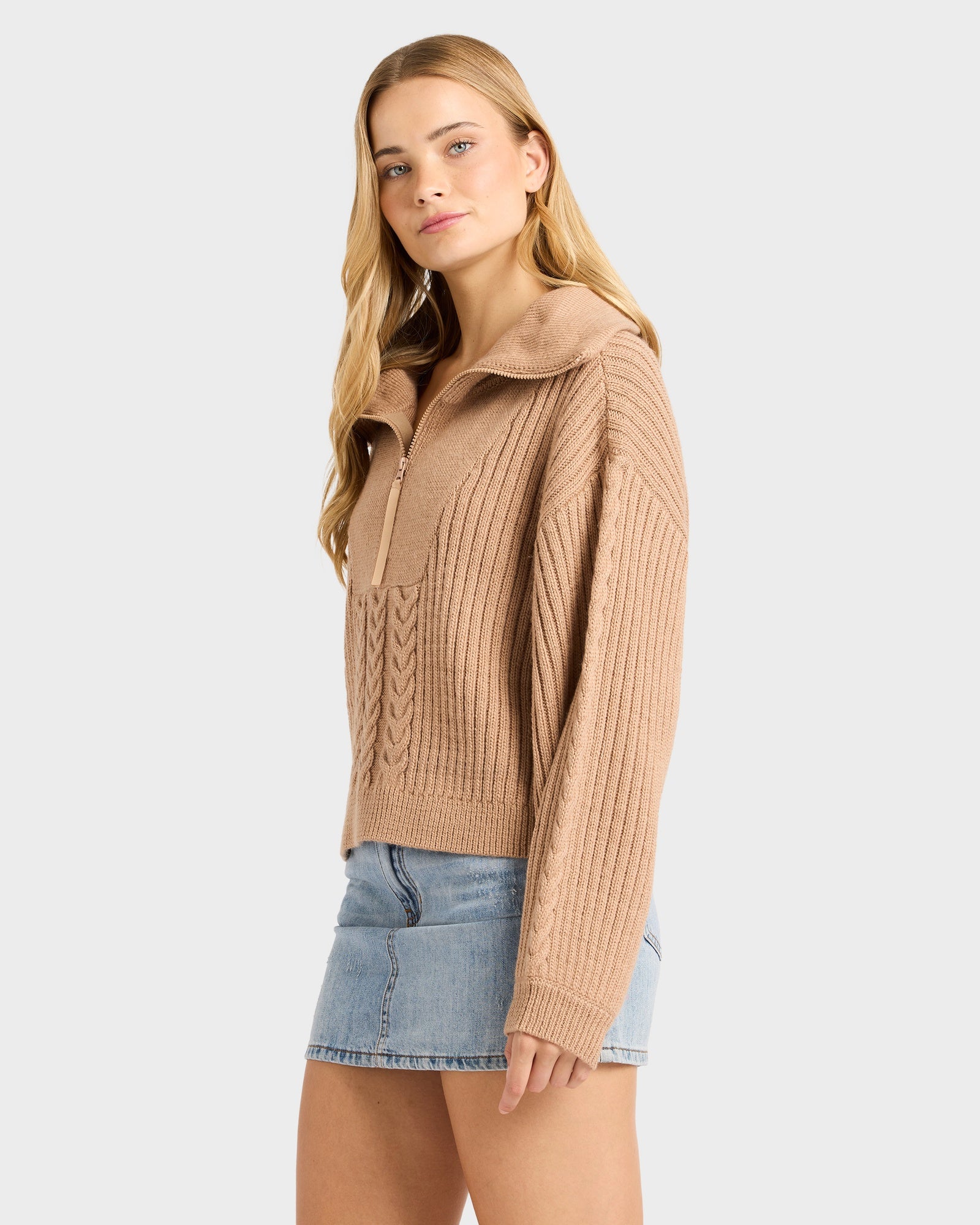 Womens Sun Zippy V-Neck Sweatshirt