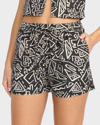 Womens Sunflower Elastic Waist Shorts