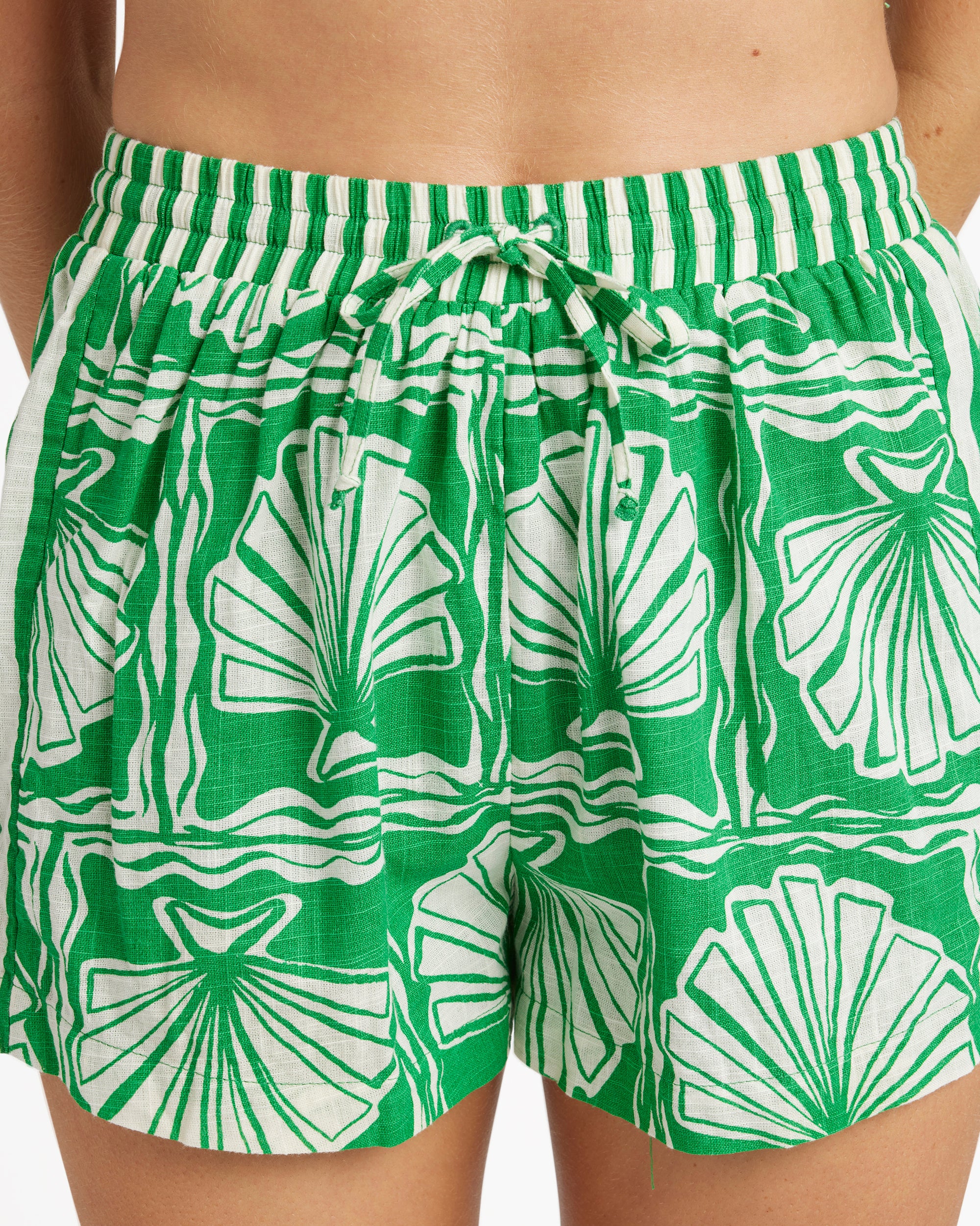 Womens Sea Shell Elastic Waist Shorts