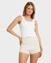 Womens Sun Bubble Striped Elastic Waist Shorts