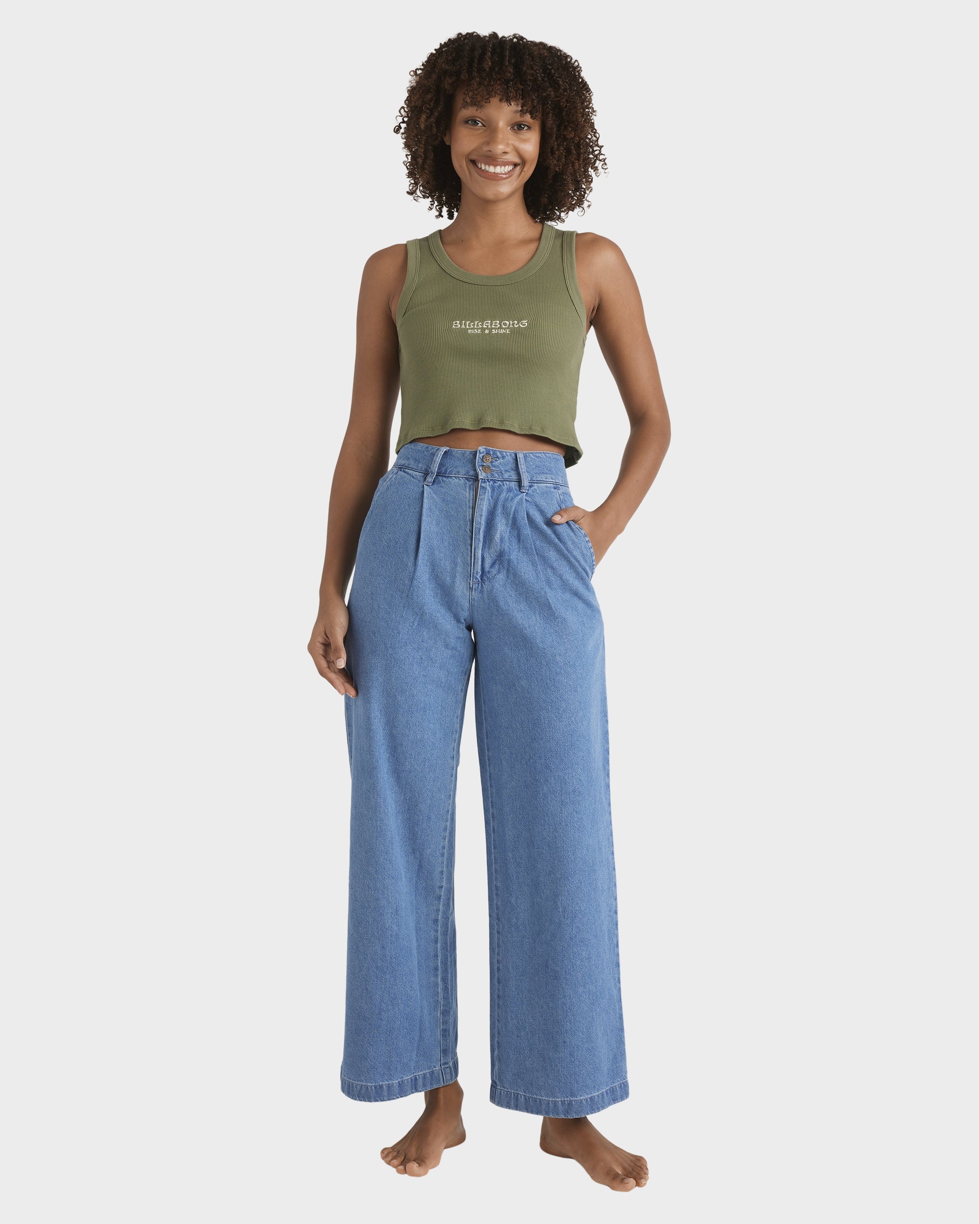 Womens Wave Washed Denim Jeans
