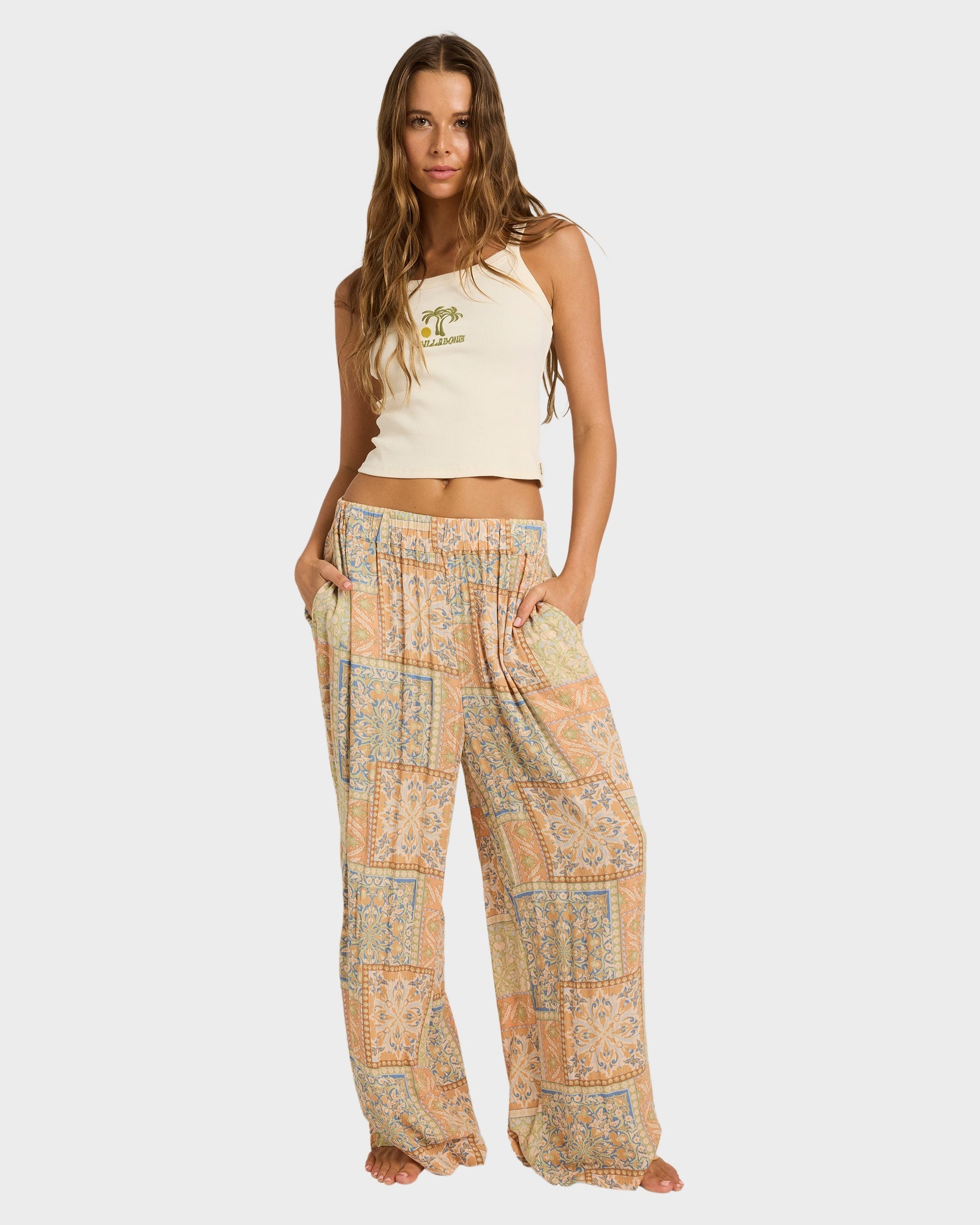 Womens Follow Me Printed Elastic Pants