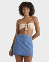 Womens Wave Washed Denim Skirt