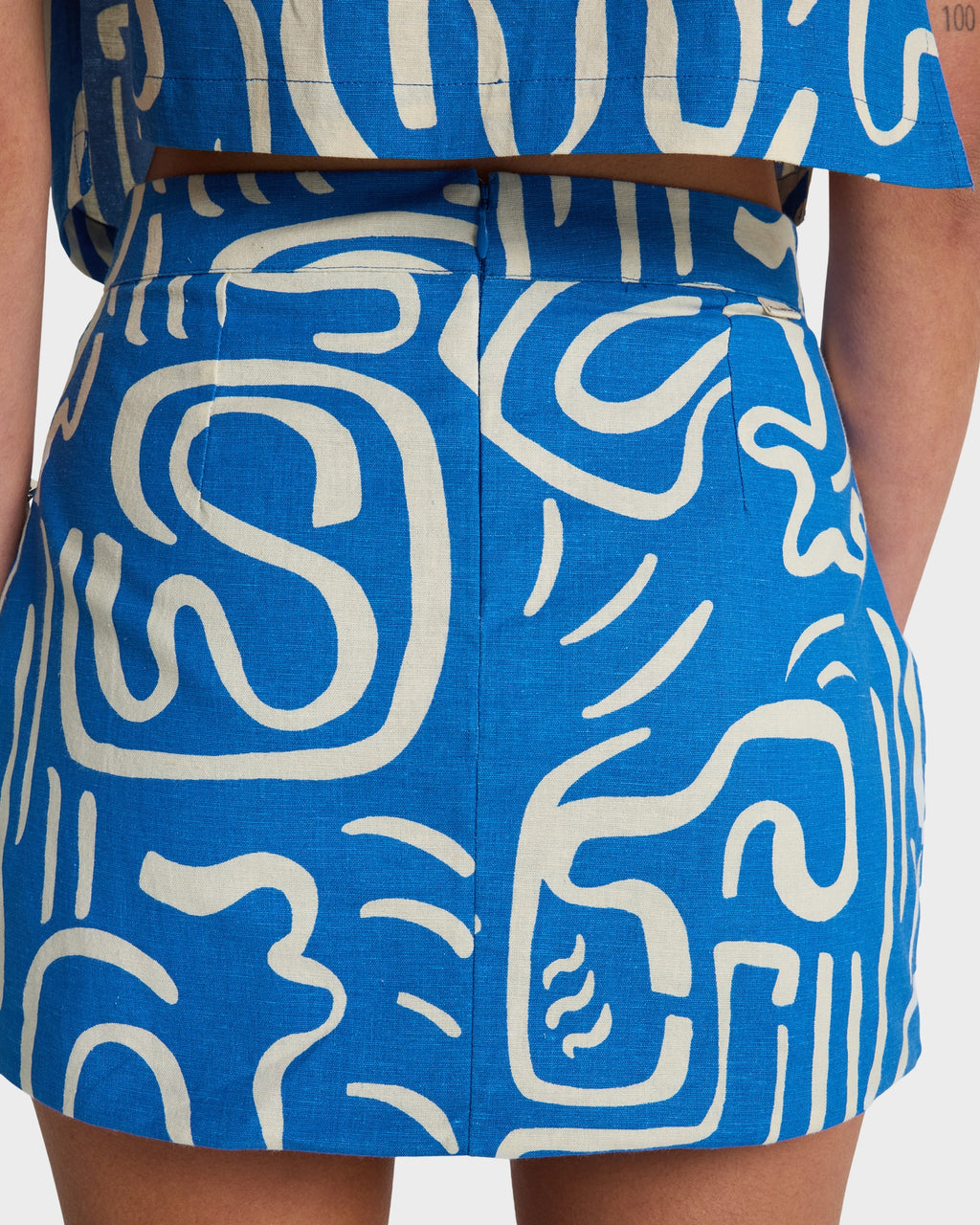 Womens Wave Washed Midi Skirt