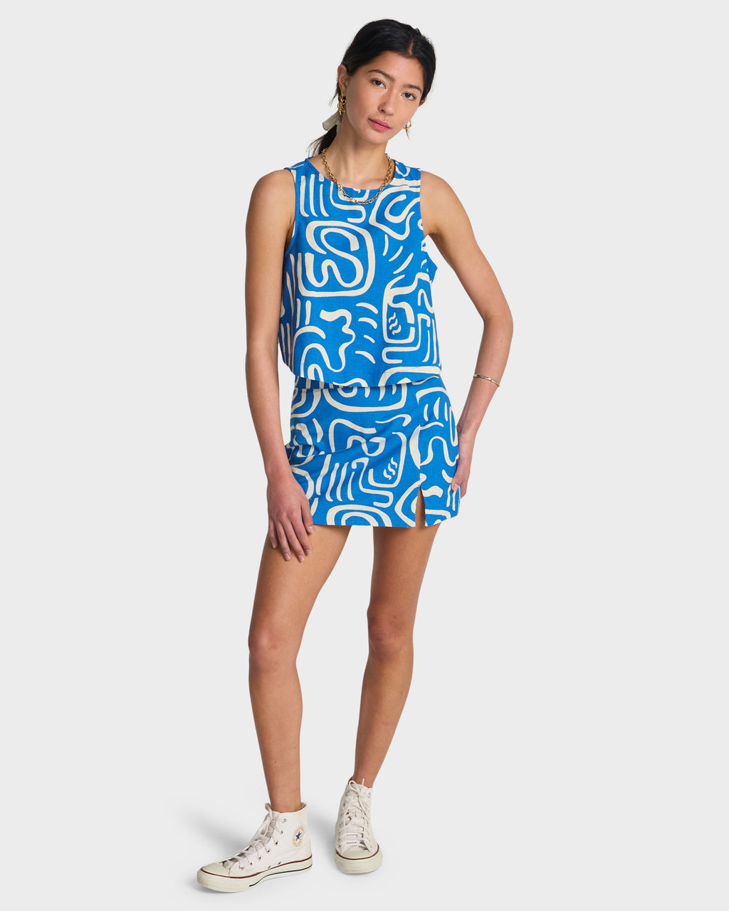 Womens Wave Washed Midi Skirt