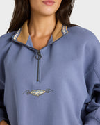 Womens Wave Break Half Zip Fleece Hoodie