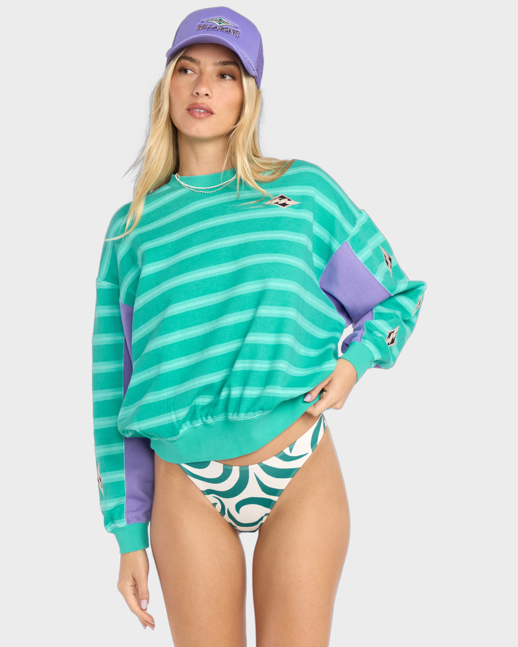 Womens Party Block Crew Neck
