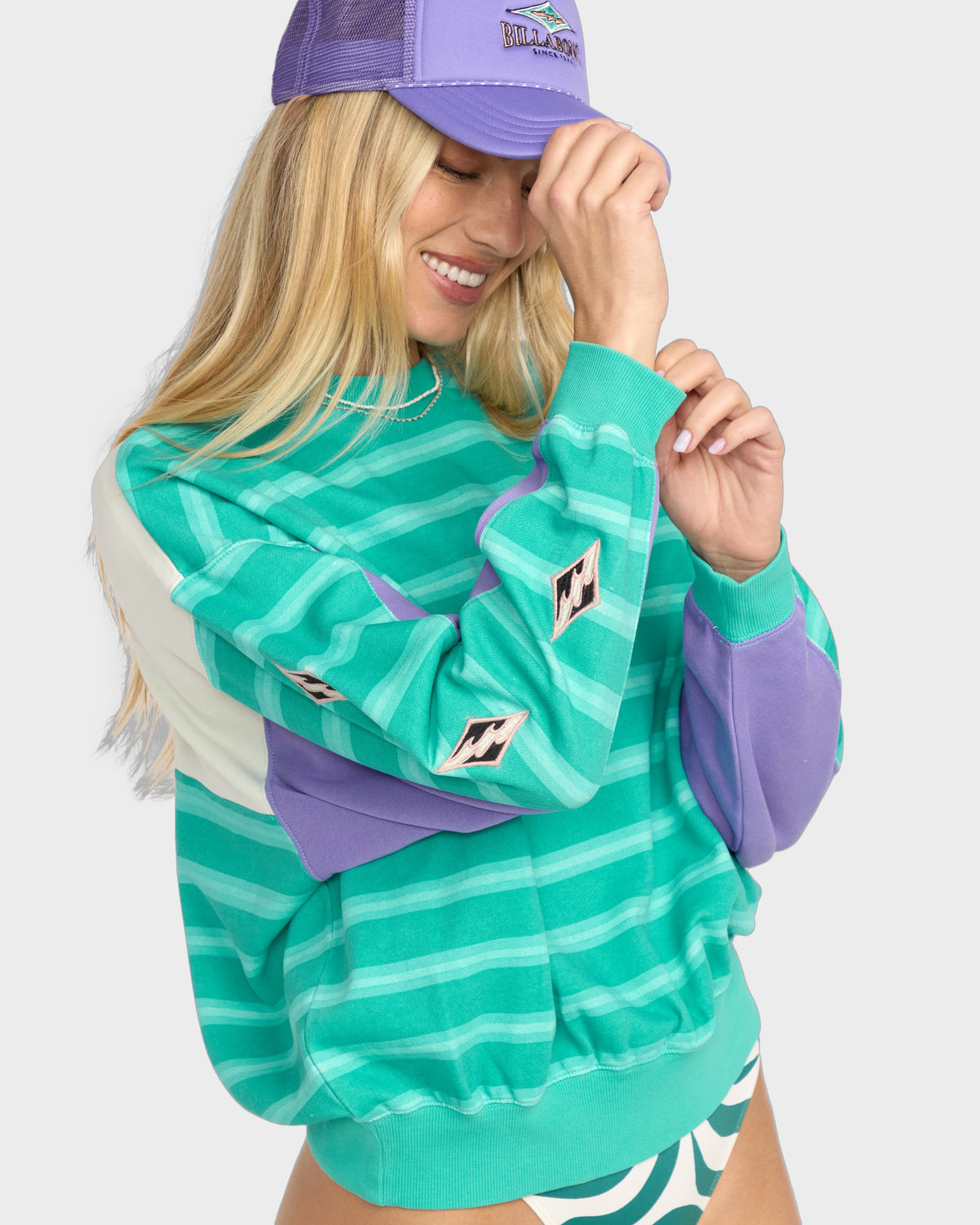 Womens Party Block Crew Neck