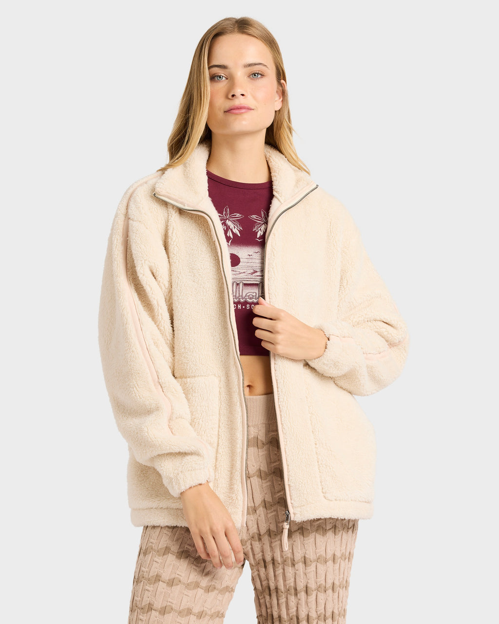 Womens Sweet Ride Zip Fleece Top